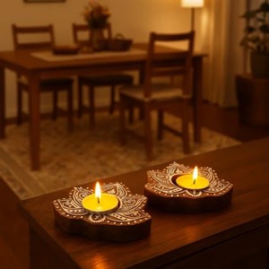 Porte-bougies en bois de manguier, fabrication sur mesure, vente en gros OEM |   Aqdus Saleem Inde - Product Image 2
