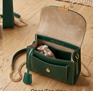 Mini sac bandoulière avec chaîne dorée et fermoir, mini sac à bandoulière en cuir unisexe, sac mini en cuir tendance pour femme - Product Image 2