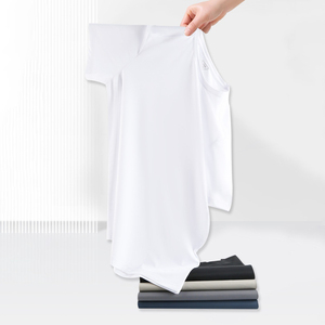 Camiseta de Manga Corta Blanca para Hombre, de Algodón Grueso, Corte Holgado, Color Sólido, Estilo Casual de Verano, con Opciones de Logotipo Personalizado - Product Image 5