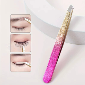 Pince à épiler oblique de haute qualité en acier inoxydable, outil de précision multifonctionnel pour sourcils, barbe et soin des yeux - Product Image 1