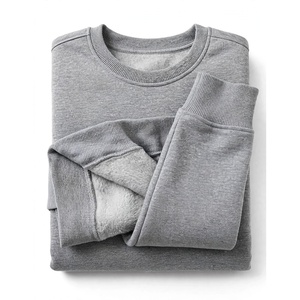 <b>Men's</b> Solid <b>Grey</b> Crew Neck Pullover <b>Sweatshirt</b> Long Sleeve Casual Top - Product Image 2
