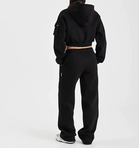 Conjunto de Sudadera y Pantalones de Chándal de Invierno para Mujer, con Apliques Personalizados, Estampado, Cremallera, Color Liso, 100% Algodón, Rosa - Product Image 3