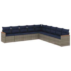 Conjunto de Sofá de Jardín de Ratán Sintético Gris con Cojines, 9 Piezas, Muebles de Exterior de Diseño Contemporáneo - Product Image 4