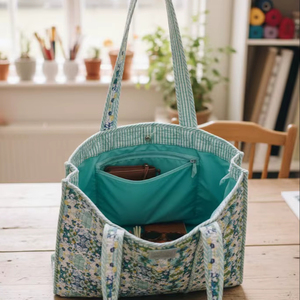 Sac fourre-tout moyen en coton 100% imprimé floral, fait main en Inde, avec bretelles, design bohème, réutilisable pour pique-nique - Product Image 1