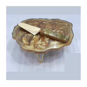 Pink Epoxy Resin & Gold Glitter Creative <b>Cake</b> Stand With Elegant Resin <b>Server</b> For Hotel Table Use At Lowest Price - Product Image 4