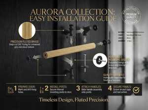 Luxury Antique <b>Gold</b> <b>Cabinet</b> Pull Handle Fluted Bar Midcentury Modern Design Durable Antirust KELLTON Square Furniture Hardware - Product Image 6
