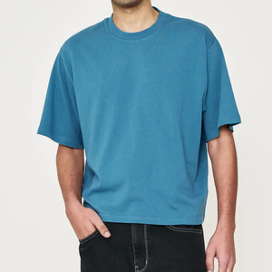 เสื้อยืดโอเวอร์ไซส์ทรงครอปสำหรับผู้ชาย ผ้าโพลีเอสเตอร์/คอตตอน ระบายอากาศดี ไหล่ตก สีพื้น เป็นมิตรกับสิ่งแวดล้อม พิมพ์ลายดิจิทัล ผ้าถัก - Product Image 1