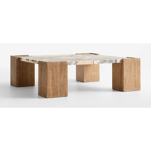 <b>Modern</b> Minimalist Midcentury <b>Modern</b> Eco-Friendly Metal <b>Coffee</b> <b>Table</b> Marble Top Wood Frame Handmade Living Room Furniture - Product Image 3