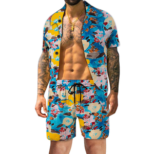 Ensemble d'été tendance décontracté deux pièces : T-shirt à manches courtes et short pour homme, 100 % coton - Product Image 3