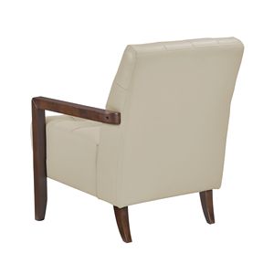 Poltrona Moderna in Pelle Beige Trapuntata con Finitura in Legno di Noce, Arredamento per Soggiorno con Dettagli - Product Image 6