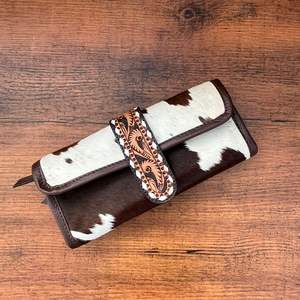 Sac à bijoux en rouleau de peau de vache pour femmes à fermeture éclair grand étui à bijoux pliable pour colliers boucles d'oreilles anneaux organisateur de bijoux de voyage - Product Image 2