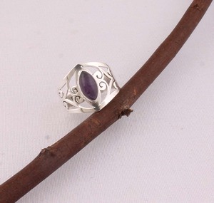 Natural Amethyst <b>Ring</b> 925 Sterling Silver Vintage Style Marquise Cut Deep Purple Gemstone <b>Ring</b> for Women Handcrafted <b>Boho</b> Fine - Product Image 2