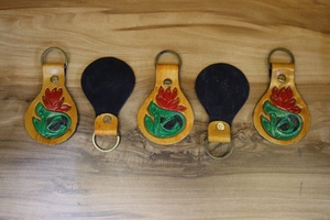 Real Genuine Leather Handmade Chains for Unisex Hand Carved Tooled Leather Key Chains Leather Key Rings - Product Image 5
