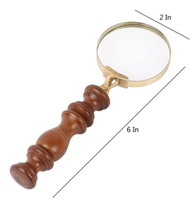 Loupe en métal avec manche en bois, loupe de lecture vintage, loupe de bureau décorative de style antique - Product Image 4