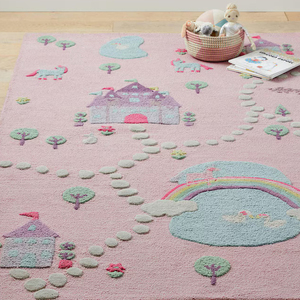 Tapis en laine de Nouvelle-Zélande tufté à la main, motif floral coloré, tapis doux fait main pour chambre d'enfant, crèche et salle de jeux - Product Image 1