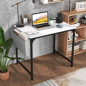 Scrivania Moderna in Legno da 32 Pollici per Casa e Ufficio con Stazione di Ricarica, Borsa Portaoggetti e Gancio per Cuffie - Product Image 3