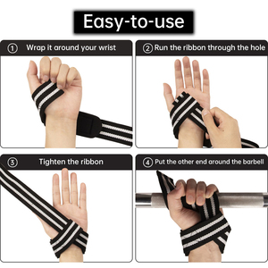 สายรัดข้อมือยกน้ำหนักแบบพรีเมียม สายรัดข้อมือผ้าฝ้ายสำหรับออกกำลังกาย ฝึกซ้อม รับผลิตแบบ OEM จำหน่ายจำนวนมาก - Product Image 6