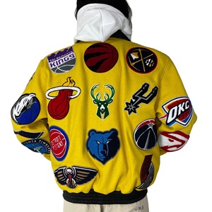 เสื้อแจ็คเก็ตขนสัตว์และหนังแบบคอลลาจ สีเหลือง - Product Image 3