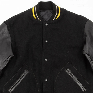 Men's Solid Varsity Jacket Crew Neck <b>Covered</b> <b>Button</b> Closure Breathable Wool Lining Streetwear Winter Wear - Product Image 5