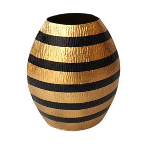 Moderno Florero de Aluminio Dorado y Negro Hecho a Mano con Acabado Martillado, Decoración para Mesa, 30 cm - Regalo de Pascua - Product Image 1