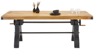 Table à manivelle industrielle avec plateau en bois de manguier massif, réglable en hauteur, pour salle à manger, comptoir, bar, maison, hôtel, cuisine - Product Image 3