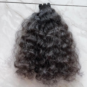 Extensions de cheveux humains bouclés indiens Remy de qualité supérieure, cuticules alignées, double trame machine, prêtes à la permanente, 100g, vente en gros en vrac - Product Image 2
