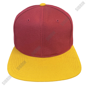 หมวกแก๊ป SIBRIN แบบสั่งทำได้ 6 แผง ทรง Snapback สีแดงเลือดหมู-เหลือง ปีกแบน ผ้าทวิลล์ สไตล์ลำลอง หมวกเบสบอล ปีกแบน ปรับสายได้ เหมาะสำหรับกิจกรรมกลางแจ้ง - Product Image 1