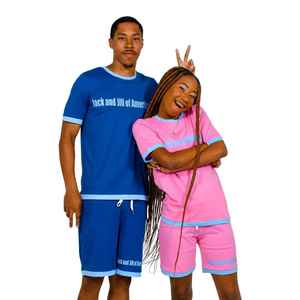 Ensemble de salon JJ unisexe, tenue assortie en deux pièces, t-shirt et short en coton doux, vêtements décontractés pour la maison, ensemble confortable - Product Image 5