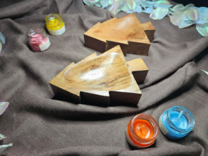 Portavelas de madera con forma de árbol de Navidad |   Cuenco de Madera Natural para Decoración del Hogar y Fabricación de Velas - Product Image 2