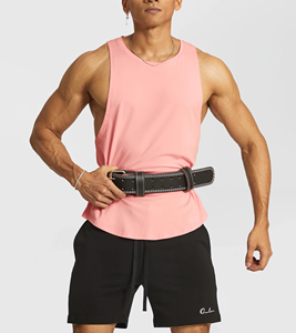 Activewear Sleeveless Men's Dropped Armhole Cotton Tank Tops Plain Anti-UV Quick Dry Silk Screen Printed Gym Vests Wholesale - Product Image 6