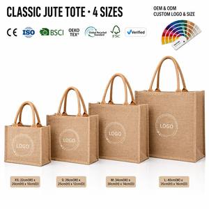 Reusable Jute <b>Waterproof</b> Retro <b>Tote</b> <b>Bag</b> for Women Shopping Gift Custom Sublimation Printing Letter Pattern - Product Image 3
