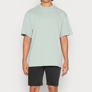 T-shirt en coton uni grande taille sur mesure respirant à épaules tombantes pour homme - Product Image 5