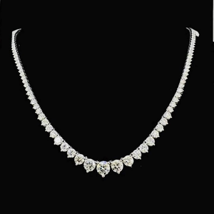 Collar de tenis de moissanita plateado con corte redondo, de oro rosa, de lujo, llamativo, elegante, para novia, boda, regalo de joyería - Product Image 2