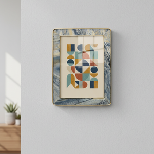 Cadre photo en résine effet marbre avec bordure en laiton, fait main, léger, aimanté, décoration de luxe pour la maison - Product Image 5