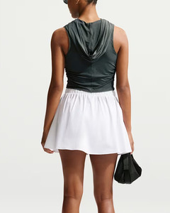 Top Corto sin Mangas con Capucha para Mujer, 100% Algodón, Estilo Deportivo Casual, Color Sólido, Tejido Fruncido, Transpirable, Cuello Asimétrico - Product Image 4