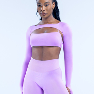 Custom <b>Women's</b> Shoulder <b>Shrug</b> Cropped Long Sleeve Open Front Slim Fit Stretch Knitted Casual Layering Top Polyester Spandex Top - Product Image 1