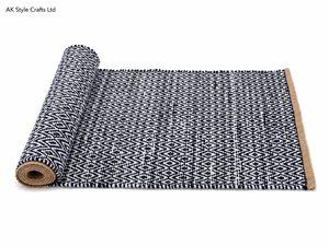 Luxury Soft Black White Puzzle Pattern Cotton <b>Door</b> <b>Mat</b> Non-Slip Rubber Backing Handmade Pet Friendly Eco-Friendly for Home Use - Product Image 2