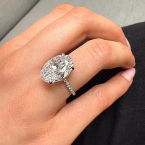 แหวนโอปอลทรงรีแบบฝังขอบ 8.75 กะรัต ขายดี คลาสสิก ทองคำขาว 14k ชุบโรเดียม เหมาะสำหรับงานหมั้นและงานแต่งงาน - Product Image 5