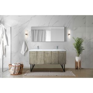 Acacia Rustica 60 Pollici L X 20 Pollici Mobile bagno doppio con piano in marmo colato e set rubinetteria cromata - Product Image 3