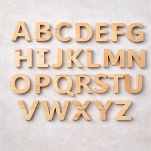 Letras del Alfabeto Modernas Hechas a Mano, Ecológicas, de Madera de Haya Maciza Natural, de la A a la Z, para Decoración del Hogar, Manualidades y Aprendizaje Infantil - Product Image 1