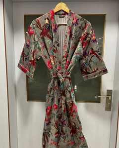 Kimono Largo Unisex Hecho a Mano de Primera Calidad, Ropa de Dormir de Algodón Indio con Estampado Animal, para Primavera, Verano, Otoño e Invierno, con Cinturón, Venta al Por Mayor - Product Image 4