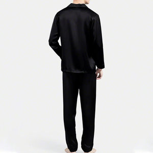 Pyjamas en satin pour hommes, design de mode de luxe, 100% soie noire biologique, vêtements de nuit en soie pure de haute qualité, vente en gros - Product Image 2