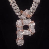 Pendentif personnalisé lettre P en argent plaqué or avec moissanite, style Hip Hop Ice Out, bijou de luxe exclusif pour événements et soirées, déclaration urbaine