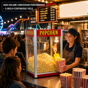 Commercial Popcorn Machine 53x45x65cm Electric Tabletop Stainless Steel <b>Kettle</b> Red Popcorn Maker for Snack Bars - Product Image 1