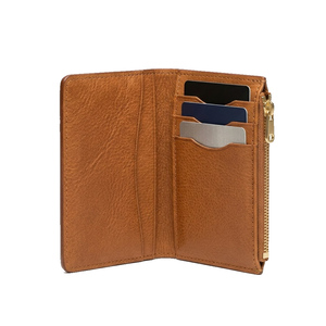 Custom Logo PU Leather <b>Small</b> Brown Credit Card <b>Wallet</b> Minimalist Multi Slot Business Card Organizer Travel - Product Image 5