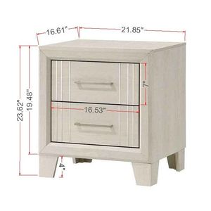 Comodino Contemporaneo con Due Cassetti in Legno, Colore Bianco/Beige - Product Image 5