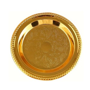 Assiettes de service de luxe en laiton, décoratives, rondes, pour une présentation haut de gamme lors de dîners et banquets de mariage - Product Image 6