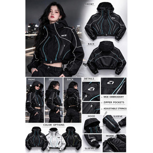 Chaqueta acolchada impermeable con estampado estándar que cambia de color al contacto con el agua, estilo streetwear para hombre, con capucha, para invierno. - Product Image 4