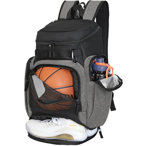 Sac à dos de sport unisexe avec poche pour ballon de basket, porte-bouteille, bretelles en polyester, fermeture éclair, pour activités de plein air - Product Image 1