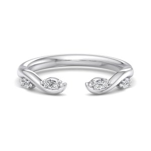 luxury rose gold marquise cut diamond open cuff ring wave <b>wrap</b> adjustable band minimalist stackable fashion jewelry for women - Product Image 6